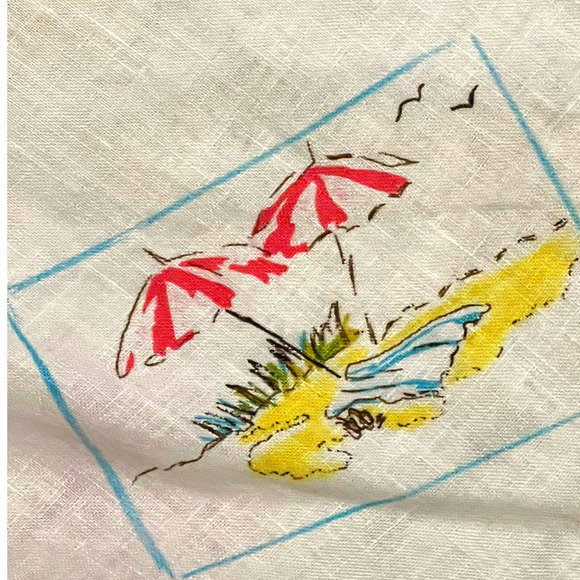 Uniform-John Paul Richard Skirt Pure Linen White Size 14 Tropical‎ Floral A-Line - Picture 7 of 9